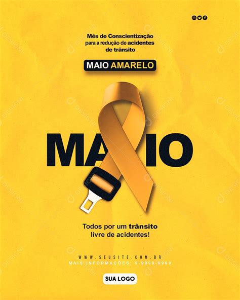 Social Media Feed Maio Amarelo Livres De Acidentes PSD Editável