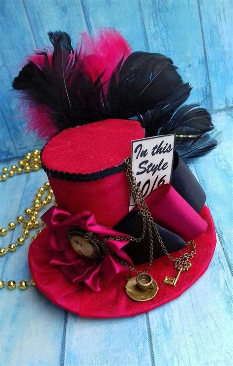 Mad Hatter Hat Alice In Wonderland Woman Top Hat Red Etsy In 2021