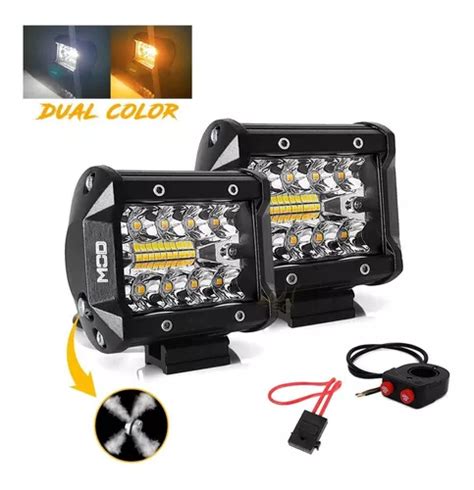 Farol De Neblina Em Led C Strobo Para Moto W Dual Color