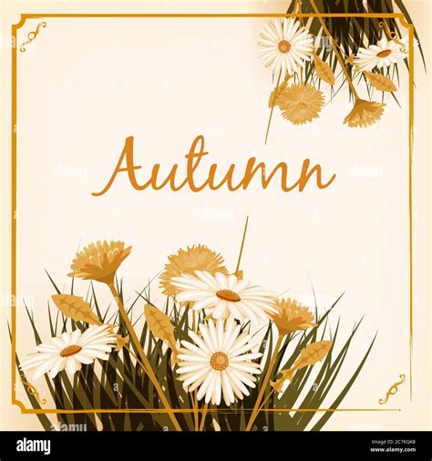 Autumn Flowers Fall Leaves Banner Greeting Card Autumn Colors