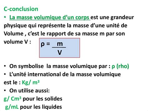 La Masse Volumique Cours Ppt Alloschool