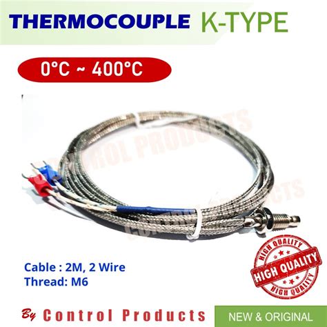 Jual Thermocouple Sensor Suhu Type K Kabel Meter Drat M Deg C