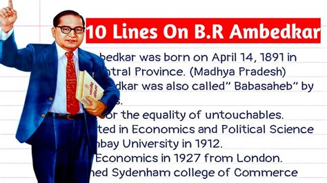 Lines On Dr Br Ambedkar In English Dr Bhimrao Ambedkar Lines