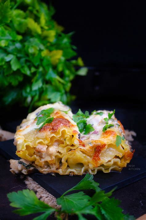 Chicken Alfredo Lasagna Rolls Video Nish Kitchen