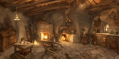 Krea Ai Medieval Cottage Interior Pixar Animation