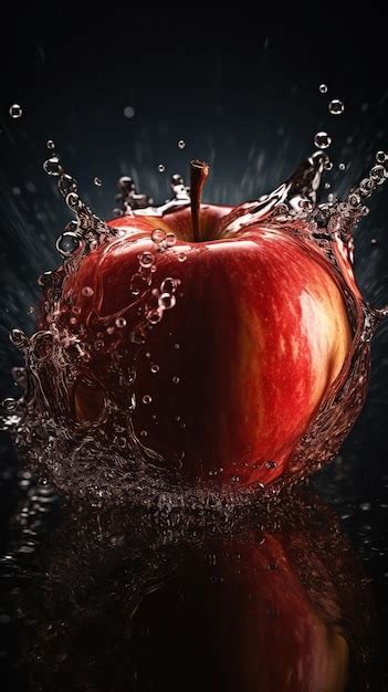 Se Deja Caer Una Manzana En Un Chorro De Agua Foto Premium