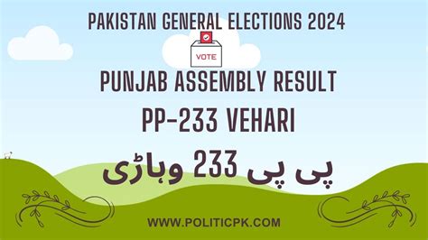 PP 233 Vehari Final Result 2024 Winner Candidate