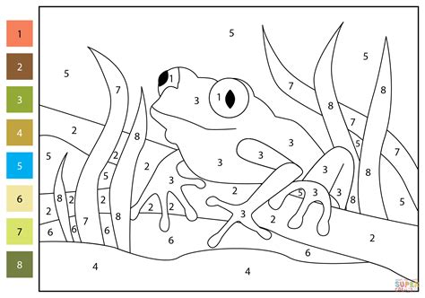 Tree Frog Color By Number Free Printable Coloring Pages