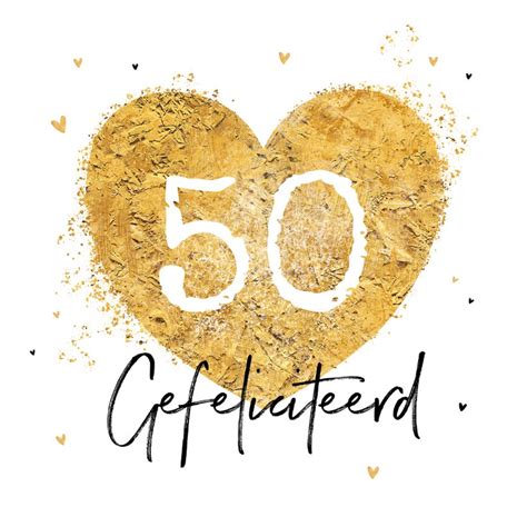 Felicitatiekaart 50 Jaar Getrouwd Goud Hart Kaartje2go