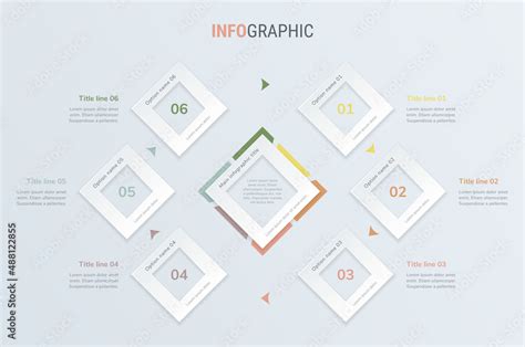 Vintage Timeline Infographic Design Vector 6 Steps Square Workflow