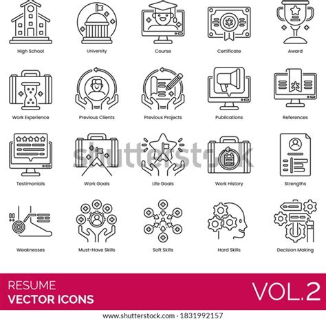 Resume Icons Including High School University Stock Vector (Royalty ...