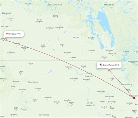 All Flight Routes From Grand Forks To Calgary Gfk To Yyc Flight Routes