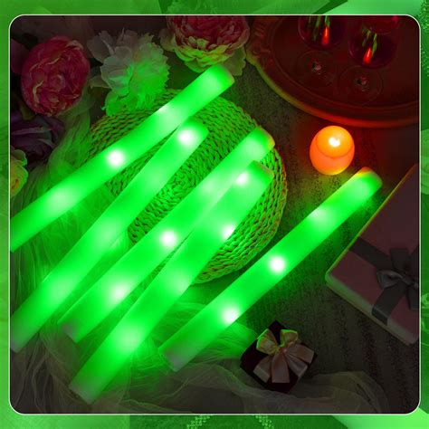 Cunno 50 Pcs Led Foam Stick 3 Modes Light Up Glow In The Dark Foam