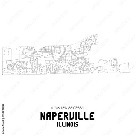 Naperville Illinois. US street map with black and white lines. Stock ...