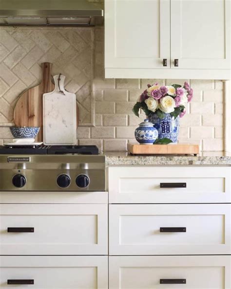 Blue Kitchen Accessories And A Beige Backsplash Soul Lane