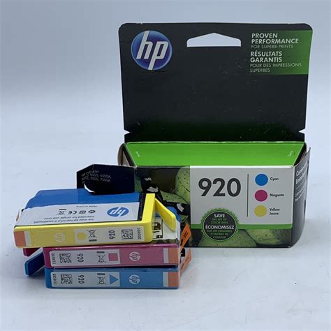 Used Genuine HP 920 OEM Tri Color Ink Cartridges Cyan Magenta Yellow