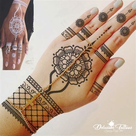 Henna Temporary Tattoo Sticker Transfer Black Henna White Etsy