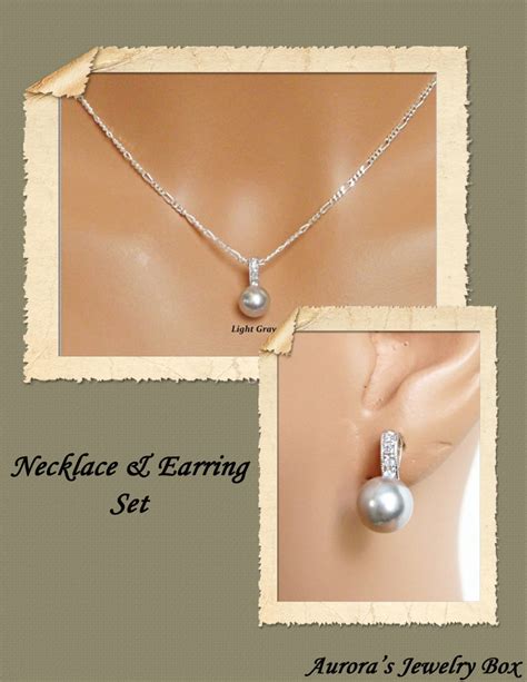 Cubic Zirconia Bridal Jewelry Set Simple Classic Pearl Etsy