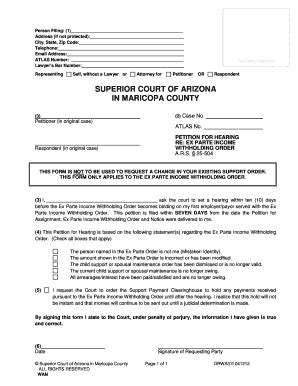 Fillable Online Superiorcourt Maricopa Petition For Hearing On Ex Parte