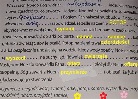 wstaw w wolne miejsca odpowiednie słowa podane pod tekstem aby powstało