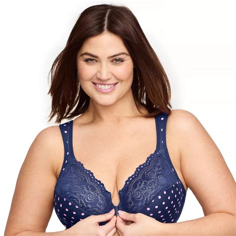 Glamorise Womens Wonderwire Front Closure Underwire Bra 1245 Navy Print 44g Target