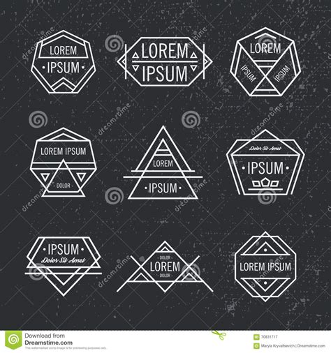 Vector Set Of Geometric Line Hipster Logos Icons Badges Stock