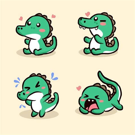 Jeu De Personnages De Dessins Anim S De Crocodiles Mignons Dessin S