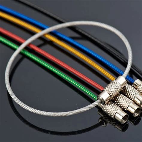 10pcs Colorful Stainless Steel Wire Keychain Cable Rope Key Holder