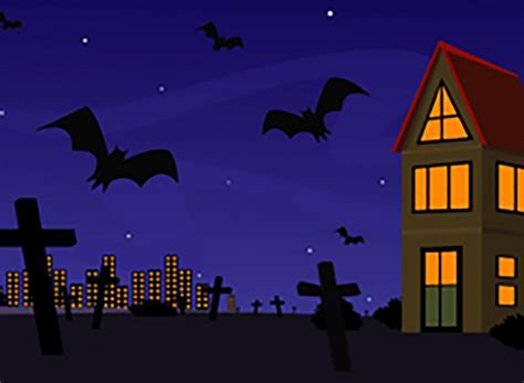 Halloween Animated Clipart Bats With Haunted House Animation