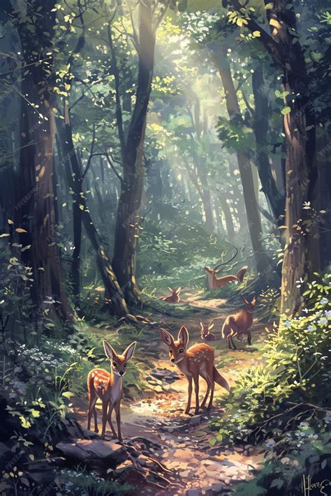 Premium Photo | Digital painting of a hidden forest glade