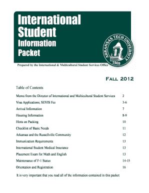 Fillable Online Atu New International Student Information Packet