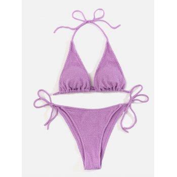Emmiol Envío gratis 2025 Conjunto de bikini de crepé con cuello halter