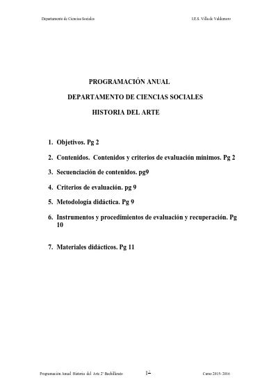 Programaci N Anual Departamento De Ciencias Sociales Contenidos