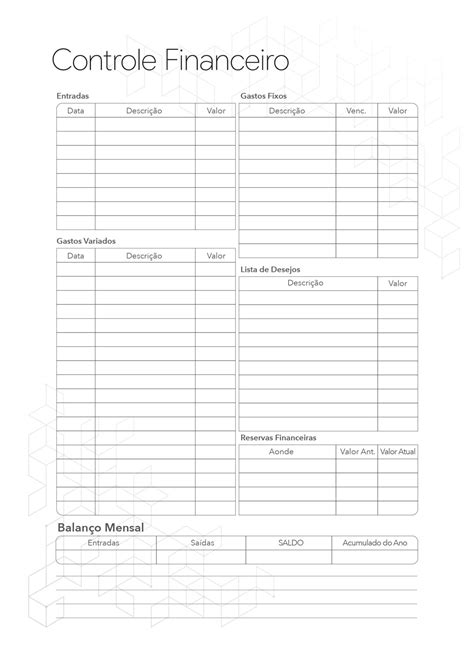 Planner Minimalista Xadrez Controle Financeiro - Fazendo a Nossa Festa