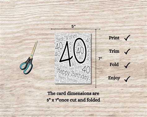 40th Birthday Card Printable Birthday Card Milestone Card 40th