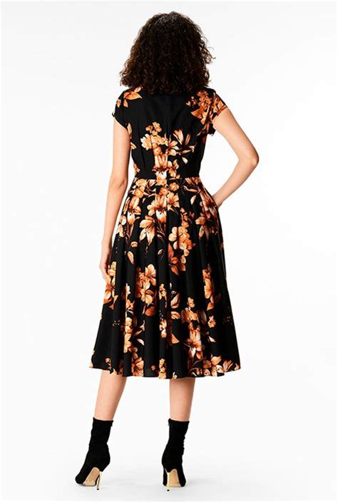 Shop Floral Print Release Pleat Matte Crepe Dress Eshakti