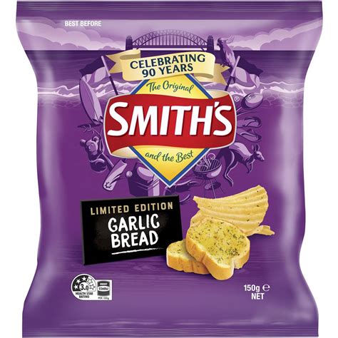 Smiths Crinkle Cut Potato Chips Garlic Bread 150g Woolworths