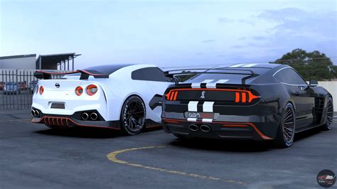 Modded Ford Mustang Shelby Gt Meets A Tuned R Nissan Gt R Nismo In