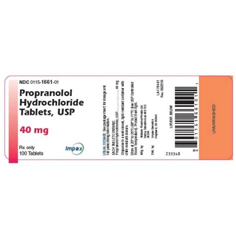 PROPRANOLOL HCL 40MG RX Products