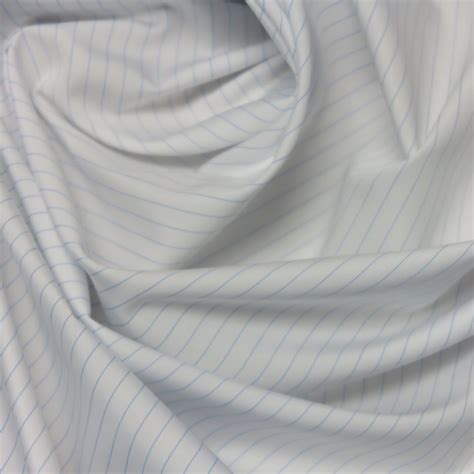 Long Staple Cotton Fabric with Light Blue Pin Stripe • Promenade Fine Fabrics