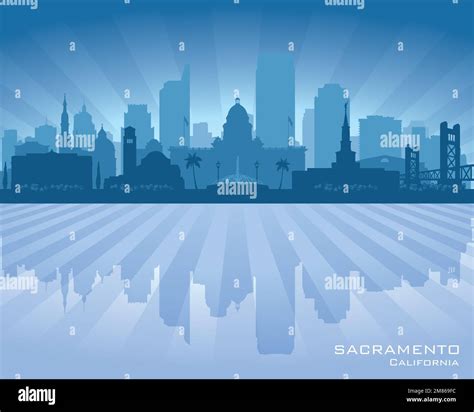 Sacramento California city skyline vector silhouette illustration Stock ...