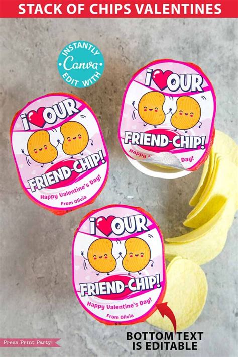 Pringles Valentines Printable Stickers I Love Our Friend Chip Pink