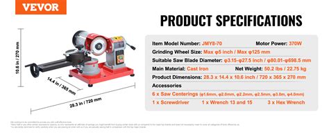 Vevor Circular Saw Blade Sharpener Grinder W Rpm Inch