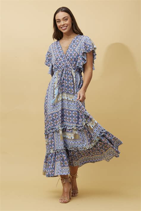 Ruffle Sleeve Maxi Dress Ck Morgan Shop Wholesale