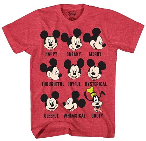 Disney Men S Mickey Mouse Goofy Expressions Adult T Shirt Medium