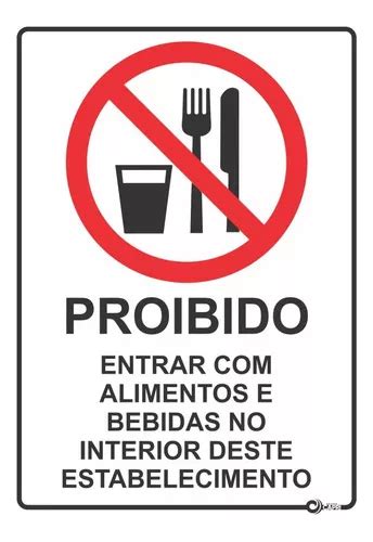 Kit 5 Placas Adesivas Proibido Entrar Alimentos