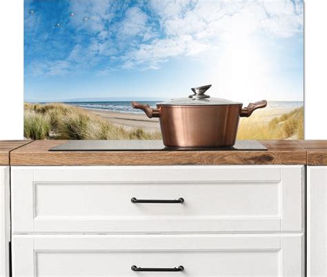 Spatscherm Keuken 100x50 Cm Kookplaat Achterwand Strand Zee