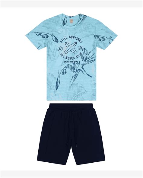 Riachuelo Conjunto Infantil Camiseta Bermuda Trick Nick Azul