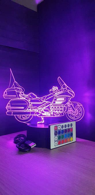 Grav stylé Lampe led 3D Honda Goldwing 1800 Moto chevet néon déco