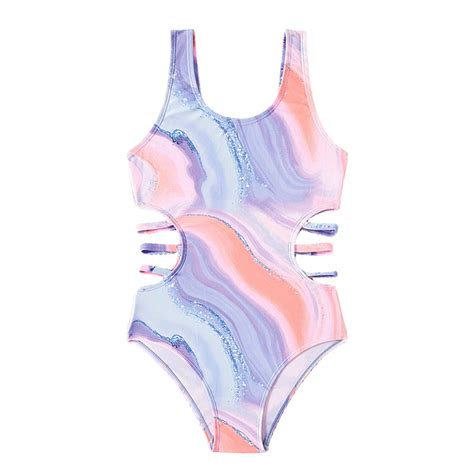 Little Girls One-Piece Swimsuit Bikini Set Swimwear ,7-8T Teen One